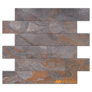 undefined-Autumn Grey Slate Carving Matt Rustic Vitrified Tile Code40659 200x1200mm 5Pc