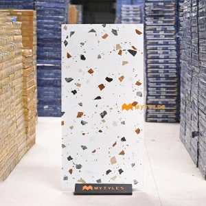 undefined-White Terrazzo Floor and Wall Tile Code36987 (600x1200mm, Carving Matt)