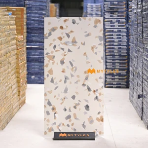 undefined-Vitrified Cream Terrazzo Floor and Wall Tile Code37399(600x1200mm, Carving Matt)