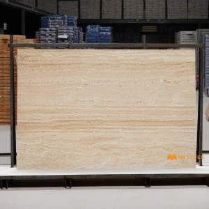 undefined-Vitrified Beige Textured Slab Floor and Wall Tile Code39076 (1200x1800mm, Matt)