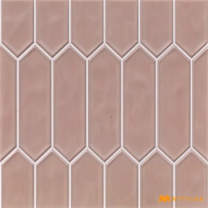 undefined-Dusty Pink Picket Ceramic Geometric Wall Tile Code39464 300x300mm 11Pc