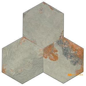 undefined-Vitrified Gray Hexagon Floor and Wall Tile Code39095 (220x255mm, Matt)