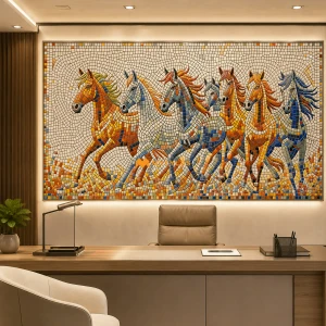 undefined-Vitrified Freedom Horse Poster Wall Tile Code35417 (1200x2400mm, Sugar)