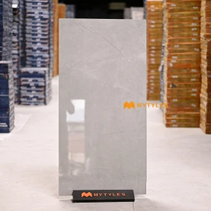 undefined-Vitrified Gray Floor and Wall Tile Code37045 (600x1200mm, Glossy)