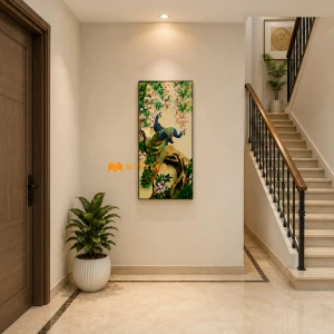 undefined-Peacock With Flowers Wall Tile Code31370 (600x900mm, Glossy)