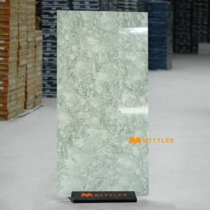 undefined-Ice Crystal Green Glossy Double Charged Vitrified Tile Code38892 600x1200mm 2Pcs