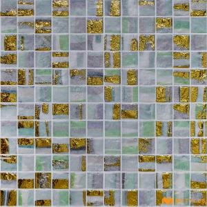 undefined-Ceramic Mint Green Mosaic Wall Tile Code38967 (300x300mm, Metallic)