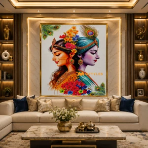 undefined-Radha Krishna Divine Love Wall Poster Tile Code36398 (4x6 Feet, Glossy)-CR-1142