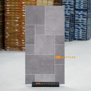 undefined-Grey French Pattern Matt Vitrified Modular Rustic Tile Code40124 600x1200 2Pc