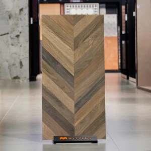 undefined-Vitrified Brown Wooden Floor and Wall Tile Code37082 (600x1200mm, Carving Matt)