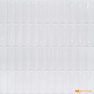 undefined-Ceramic White Geometric Wall Tile Code38239 (300x600mm, Glossy)