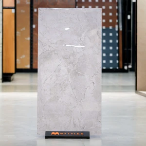 undefined-Vitrified Gray Floor and Wall Tile Code38497 (600x1200mm, Glossy)