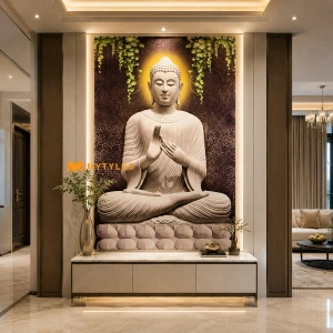 undefined-Poster Wall Tile - Buddha KC-2343 Code23518 (4x6 Feet, Glossy, 3Pcs)