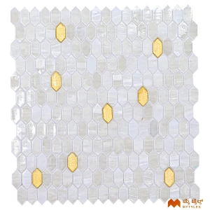 undefined-Imported White Mosaic Wall Tile Code36335 (295x298mm, Glossy)