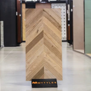undefined-Vitrified Brown Wooden Floor and Wall Tile Code37087 (600x1200mm, Carving Matt)