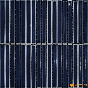 undefined-Sapphire Blue Glossy Porcelain Kit Kat Mosaic Tile Code39678 298x303mm 15Pc