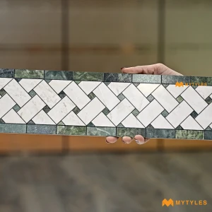 undefined-Green Braided Matt Vitrified Border Tile Code39817 100x600mm 12Pc