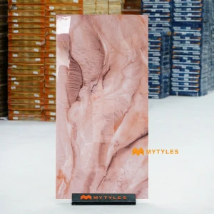 undefined-Fluido Pink Glossy Vitrified Marble Tile Code40121 600x1200mm 2Pc