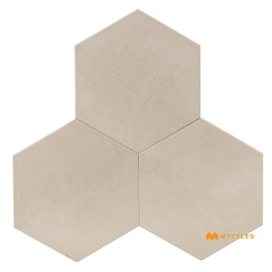 undefined-Vitrified Cream Hexagon Floor and Wall Tile Code39078 (220x255mm, Matt)