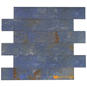 undefined-Blue Iron Ore Matt Rustic Vitrified Tile Code40668 200x1200mm 5Pc