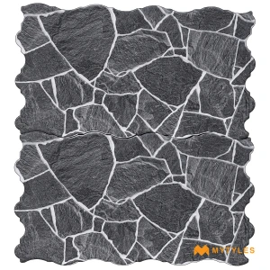 undefined-Black Slate Flagstone Ceramic Elevation Wall Tile Code39874 300x550mm 4Pc