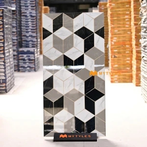 undefined-White and Black Floor and Wall Tile Code37484 (600x1200mm, High-Glossy)