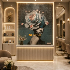 undefined-Ceramic Whispers of Petals Wall Tile Code33719 (5x8 Feet, Matt)-Pixel-911