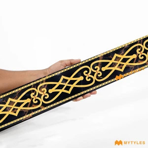 undefined-Vitrified Yellow and Black Border Tile Code34201 (100x1200mm, Glossy)
