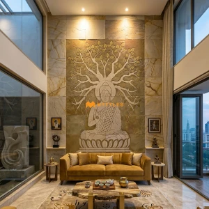undefined-Natural Stone Mural Buddha MYTMU006 Code22080 (4x6 Feet, Slatestone)