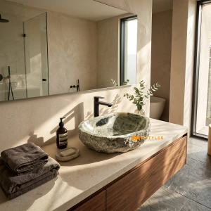 undefined-Marble Green Wash Basin Code35752 (460x380x130mm, Glossy)