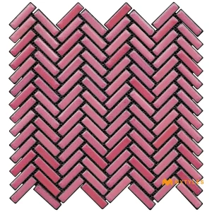 undefined-Dusty Rose Matt Porcelain Herringbone Mosaic Tile Code39724 275x282mm 15Pc