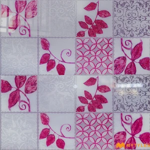 undefined-Imperial Pink Damask Glossy Vitrified Highlighter Tile Code40571 300x600mm 7Pc