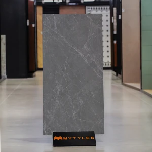 undefined-Vitrified Black Floor and Wall Tile Code37014 (600x1200mm, Punch)