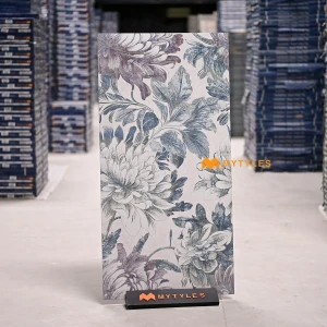 undefined-Vitrified Blue Tropical Floor and Wall Tile Code37088 (600x1200mm, Matt)
