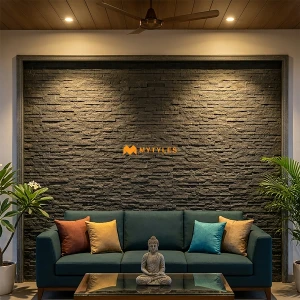 undefined-Natural Stone Wall Cladding Code16442 (150x600mm, Stone) - Galaxy Black