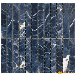 undefined-Sodalite Blue Matt Vitrified Kit Kat Mosaic Tile Code39617 301x310mm 11Pc