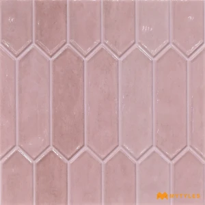 undefined-Mauve Pink Picket Glossy Ceramic Geometric Wall Tile Code39453 300x300mm 11Pc