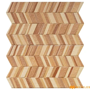 undefined-Brown Zig Zag Slat Matt Ceramic Elevation Wall Tile Code39871 300x550mm 4Pc