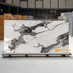 undefined-Panda White Marble Look Vitrified Slab Tile Code38721A