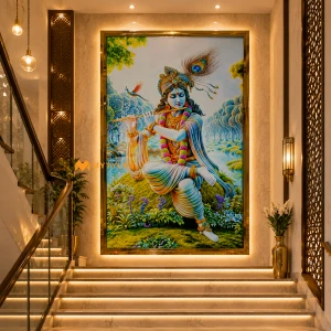 undefined-Krishna Playing Flute Poster Wall Tile Code33208 (4x6 Feet, Glossy)-CR-1003