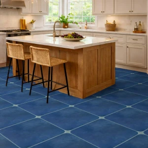 undefined-Porcelain Blue Octagonal Floor and Wall Tile Code35972 (600x600mm, Matt)