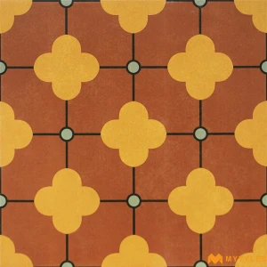 undefined-Red Mustard Quatrefoil Matt Ceramic Moroccan Tile Code39776 300x300mm 11Pc