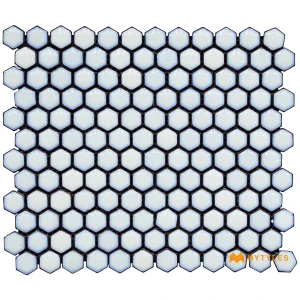 undefined-Metro Hex White Glossy Porcelain Mosaic Tile Code39201 255x295mm 20Pc