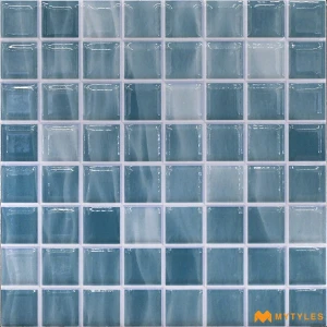 undefined-Blue Swimming Pool Mosaic Floor and Wall Tile Code38525 (200x200mm, Luster Gloss)
