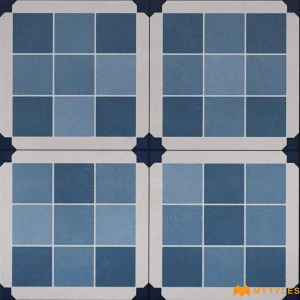 undefined-Blue Grid Ahfir Floral Matt Ceramic Moroccan Tile Code39773 300x300mm 11Pc