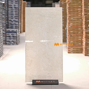 undefined-Vitrified Cream Floor and Wall Tile Code37496 (600x1200mm, Glossy)