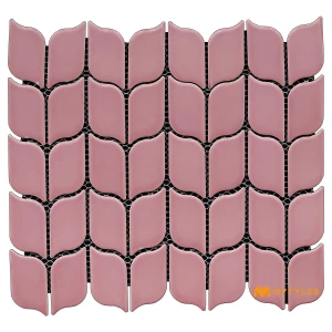 undefined-Pink Chevron Glossy Porcelain Mosaic Tile Code39291 285x310mm 20PcsPk