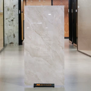 undefined-Cloud Beige Marble Look Glossy Vitrified End Match Tile Code37569 800x1600mm