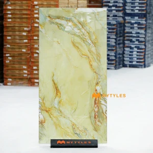undefined-Green Topaz Chrysolite Glossy GVT Onyx Tile Code40603 600x1200mm 2Pc Pack