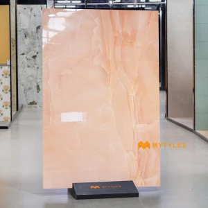 undefined-Luxe Luminous Pink Glossy Vitrified Onyx Tile Code40233 1200x1800mm 2Pc